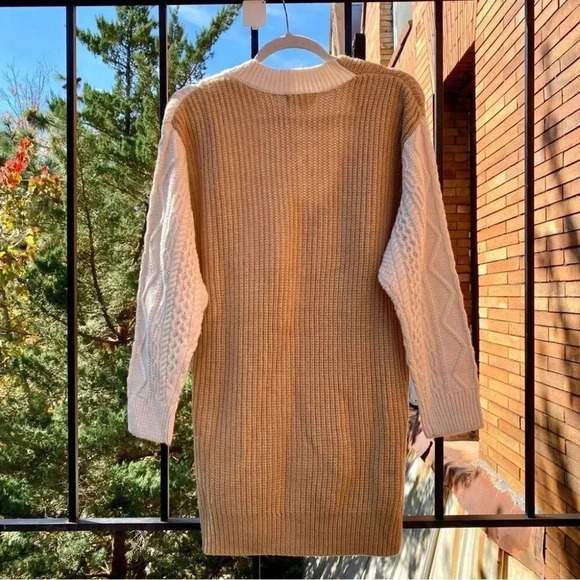 NWT Anthropologie Ronny Kobo Cardigan Cardi Sweater Knit Brown Cream XS - Picture 6 of 15